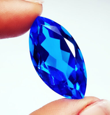 Blue Topaz 28.76 Ct Loose Gemstone Lab Created Certified Transparent Topaz Gem