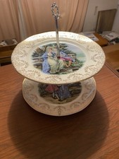 Royal TUDOR Ware Barker Bros Ceramic Cake Stand 2-Tier Zimco vintage retro