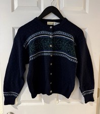 Vintage L.L. Bean Women's Cardigan Shetland Wool Fair Isle Winter Size M