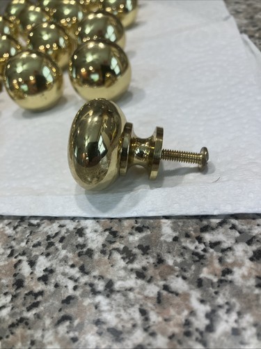 Lot of 22 Vintage Solid Brass Door Drawer Cabinet Pulls 1 1/4” Heavy Round Knob - Picture 6 of 8