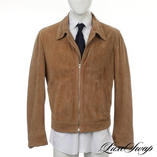 Bomber Montezemolo Made in Italy kaki sabbia shaggy pelle scamosciata zip L senza prezzo di riserva