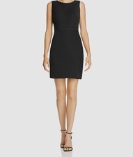 Adrianna Papell Women's Black Sleeveless Daphne Ribbed Mitered Dress Size 4