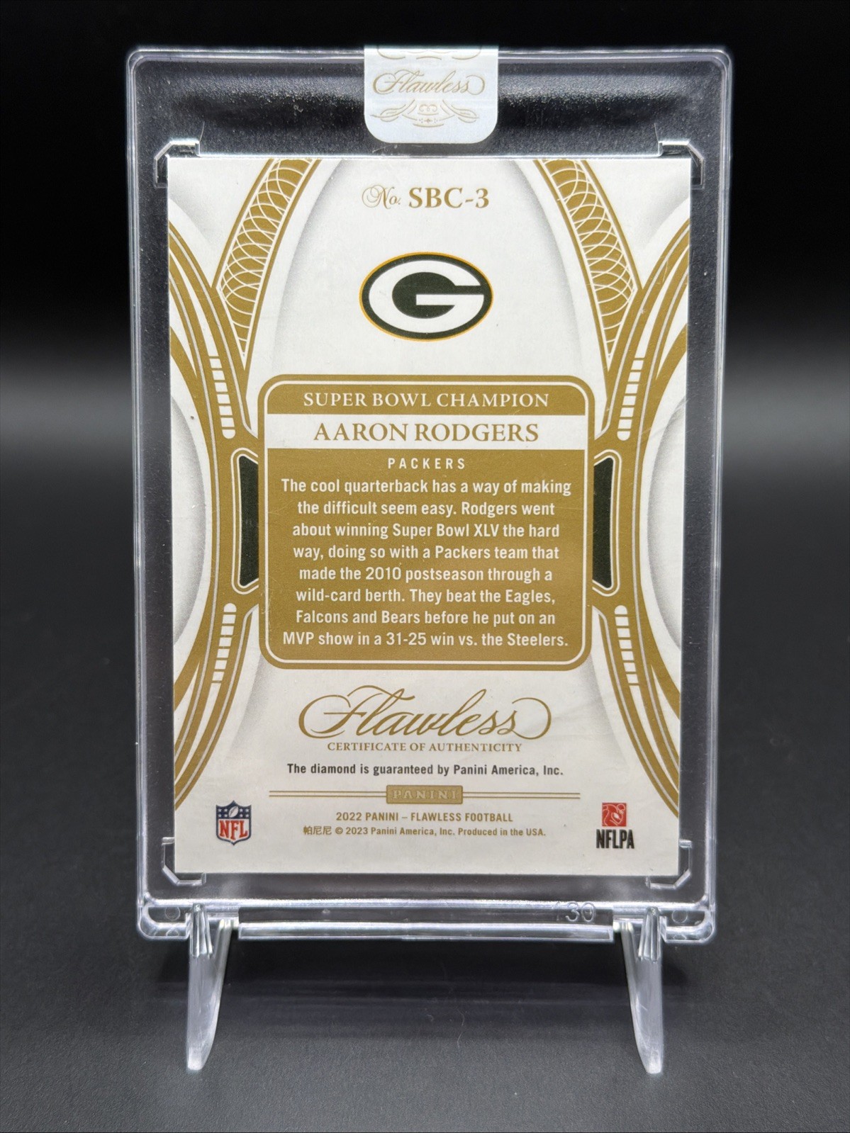 2022 Flawless Champions Black Diamond Aaron Rodgers 1/1 Green Bay Packers view 2