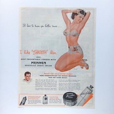 1946 XL Mennen USA Rasiercreme Pin-Up Werbeanzeige Werbung Reklame Advertising