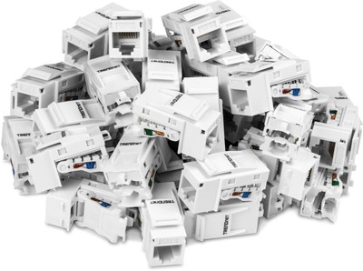 TRENDnet Cat6 Keystone Jack   50-Pack, 90° Angle Termination, Colour-Coded Label
