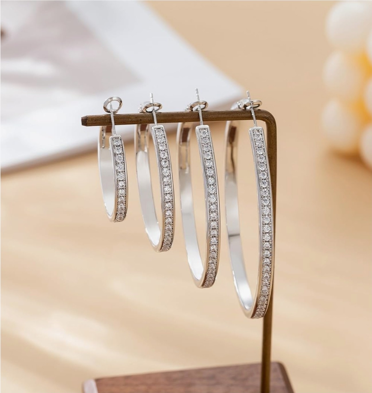 Aretes Plata De Ley 925 Pendientes Joyeria Fina de Moda Para Mujer 40mm