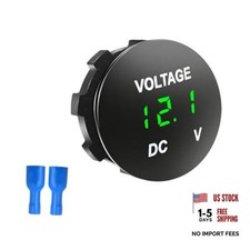 DC 12V 24V Voltmeter Gauge - Waterproof Car Voltage Meter LED Digital Green