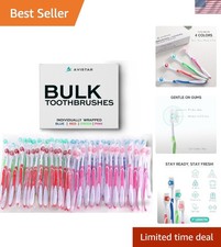 Bulk Toothbrushes Pack - 148 Individually Wrapped Toothbrushes Bulk for Trave...