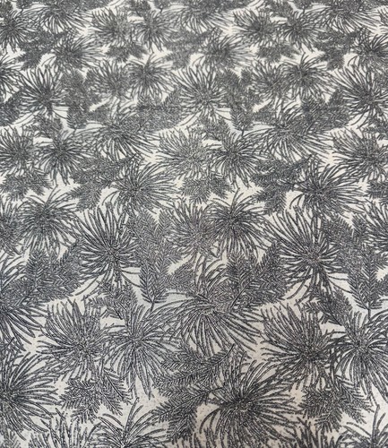 Silver Metallic Pine Needle Fabric one  17 x 20 inch piece 100% Cotton Free Ship - Picture 10 of 10