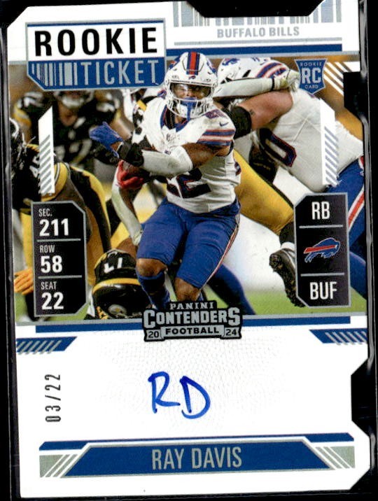 L72,682 - 2024 Panini Contenders Ticket Stub #137 Ray Davis Auto /22