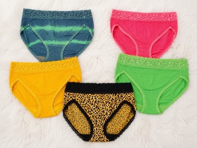 Vanity Fair 13280 French Cut Shiny Nylon Panty Lace Trim Rare Colors