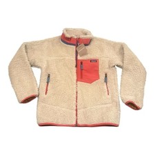 Patagonia NWT Kids Retro-X Fleece Jacket L 12 Dark Natural / Sumac Red Sherpa