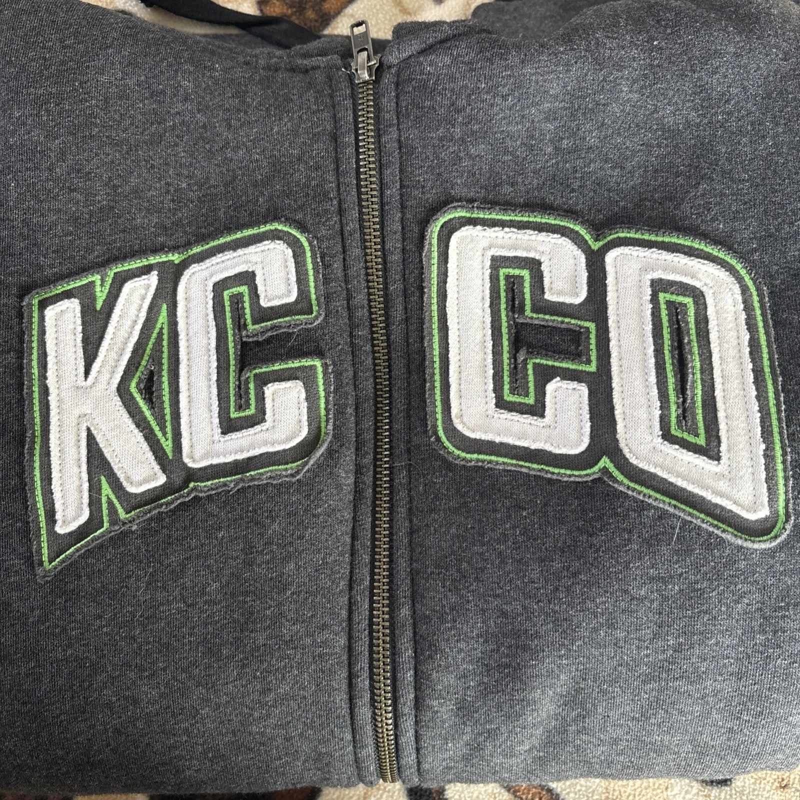 The Chive Polar Hoodie Mens Medium Gray KC CO Full Zip Fleece Lined Keep Calm