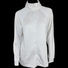 Cuddl Duds Smooth Knit Jersey Full Zip Jacket Pumice Stone Medium NWOT Mock Neck