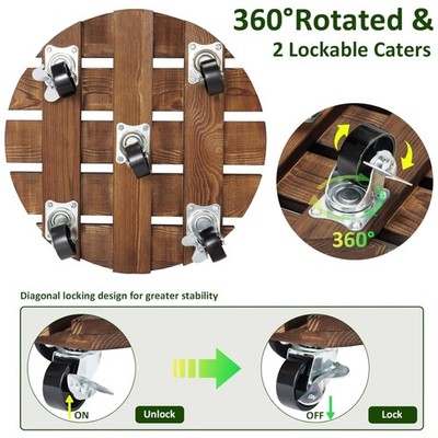 2-Pack Rolling Plant Stand w/ Lockable Casters