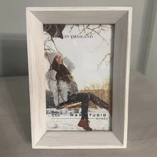 Beveled Wedge White Wood 4" x 6" Standing Photo Frame Display Pictures