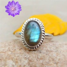 Labradorite Gemstone 925 Sterling Silver Ring Handmade Jewelry Ring For Gift