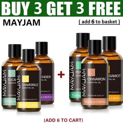 MAYJAM Essential Oils 3.38 oz with Free Glass Dropper Pure Natural 43+ Options!