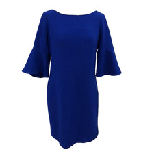 Vince Camuto Sheath Dress Womens 6 Blue Short Sleeve Flare Career Teacher