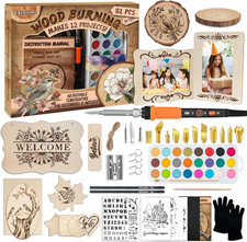 Wood Burning Kit - 81Pcs All-In-One Wood Burning Tool Pen Adjustable Temperat...