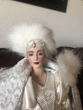 Vintage Franklin Mint Porcelain Dolls  Snow Queen Masquerade  22 in, 1988, box
