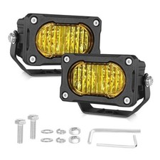 Yellow Flood LED Pod Lights 3 Inch 40W LED Fog Lights Wide Angle Yellow - Flood