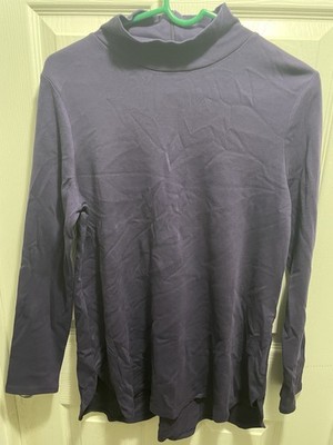 NWT Chico s Women s Zip Turtleneck Long Sleeve Top Size 1 M Purple Stretch