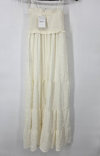 NEW Forever 21 Maxi Dress Womens XS Cream Ivory Tiered Smocked Bodice NWT