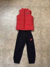 Kids Nike Sportswear 2-Piece Set Vest Sweatpants Black/Red Size 5