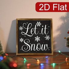 Rustic Wood Framed Christmas Sign Let it Snow Holiday Wall Decor Festive Gift