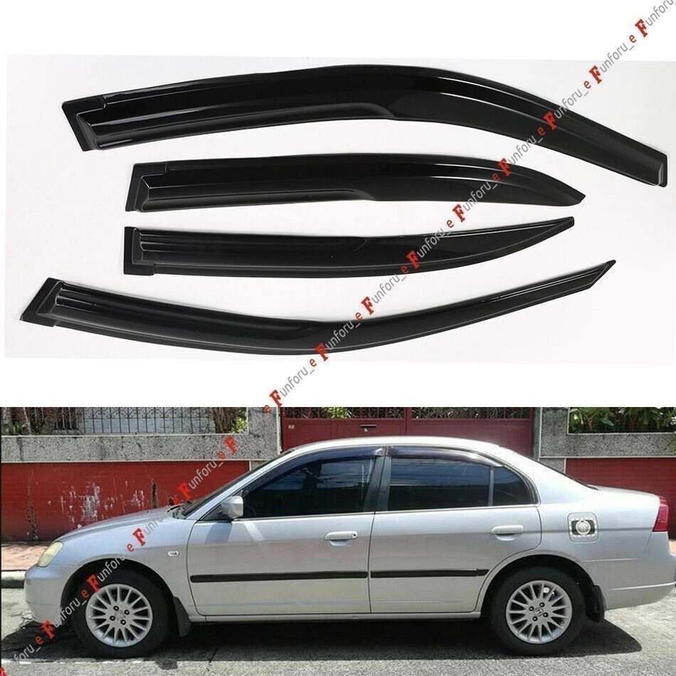 Para Honda Civic Sedán 4 Puertas 2001-2005 Ventana Viseras Ventilaciones Protector de Lluvia Deflectores Foto 2 de 4