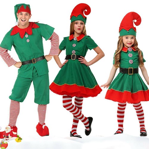 Elf Costume Family Womes Mens Kids Christmas Dress Santas Cosplay Xmas Outfits ~ - Picture 10 of 16