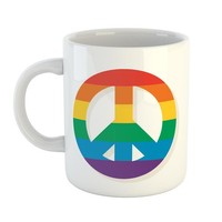 Kaffeetasse Peace Pride Regenbogenfahne Keramik Tasse Weiß Geschenkidee Souvenir