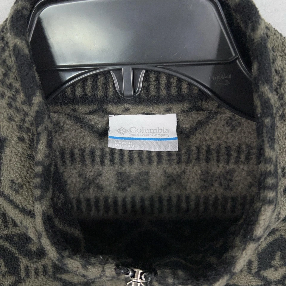 Chaqueta polar Columbia para hombre grande verde negra azteca Fair Isle esquí utilitario al aire libre Foto 4 de 4