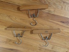 Vintage Wooden Hangers For Pants. In Good Condition. Lot Of 3.