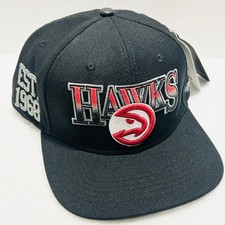 Pro Standard Atlanta Hawks Wordmark Est. Snapback Hat Cap Adjustable Black NBA