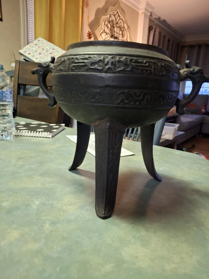 Chinese Cast Iron Archaic Three-footed Censer Known As An Incense Burner Vintage - Image 3 of 3