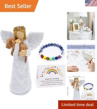 Hand-Carved Resin Dog Remembrance Angel with Chakra Bracelet - Comforting Gift