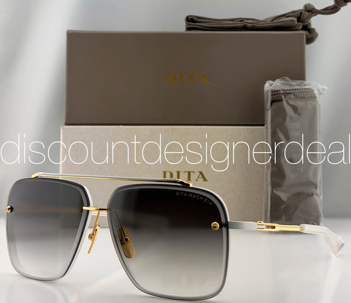 DITA Mach-Six Sunglasses Yellow Gold Matte White Gray Gradient