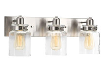 Progress Lighting 21-5/8 in. 3-Light Brushed Nickel Clear Glass Vanity Light