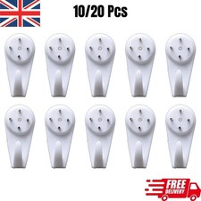 10pcs  Heavy Duty Hard Wall Hanging Hooks Strong White Nail Fixing Picture Hook