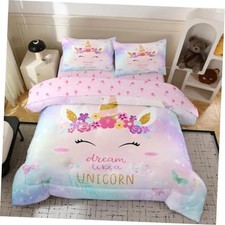 Girls Unicorn Bedding Twin,Twin Bedding Sets for Girls Twin 5PCS Unicorn-a