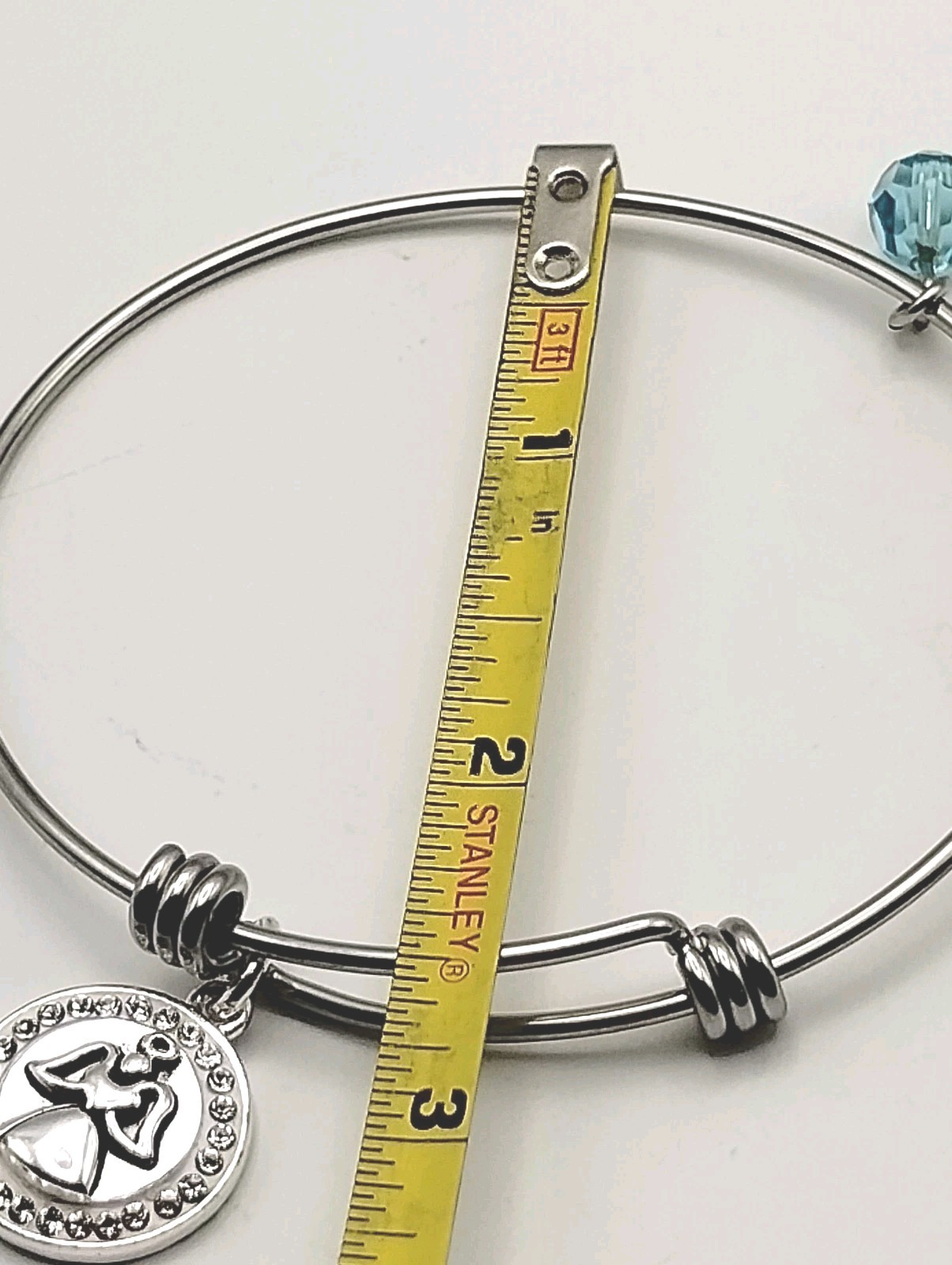 Adjustable Bangle Bracelet Silvertone Guardian An… - image 6