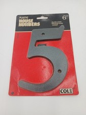 6 Inch Home House Address Number 5 Black Plastic Modern Classic Flush Mount