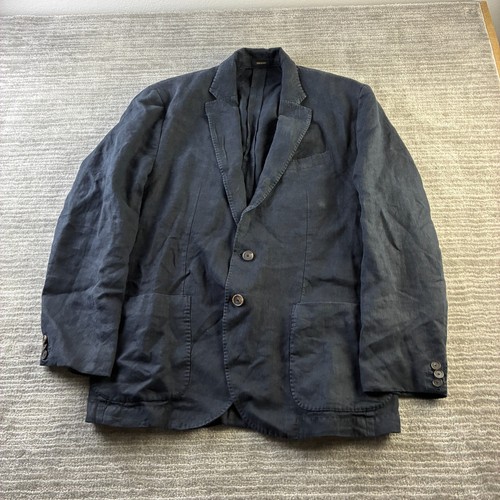 Massimo Dutti Jacket Mens 42 Blue Linen Blazer Sport Coat Summer Jacket