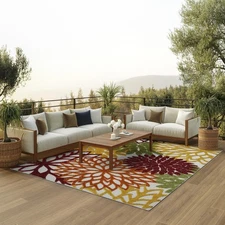 Nourison Aloha 7x10 Red Multi Indoor/Outdoor Area Rug Tropical Botanical