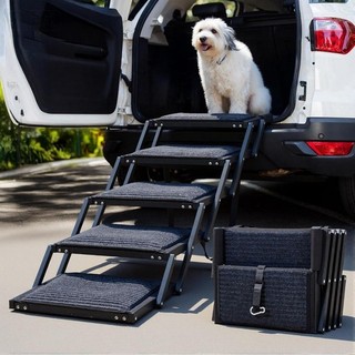 Foldable Pet Ramp with Non Slip Rug Surface For Auction Extra Wide Black