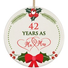 42th Anniversary Ornament 42 Years As Mr Mrs Christmas Ornament Keepsake Gift