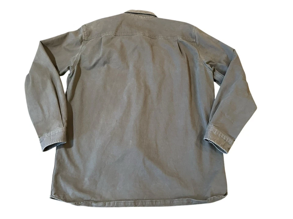 CARHARTT Canvas Long Sleeve Work Shirt S09 GVL Brown Men’s Button Up Large Tall - Image 2 of 4