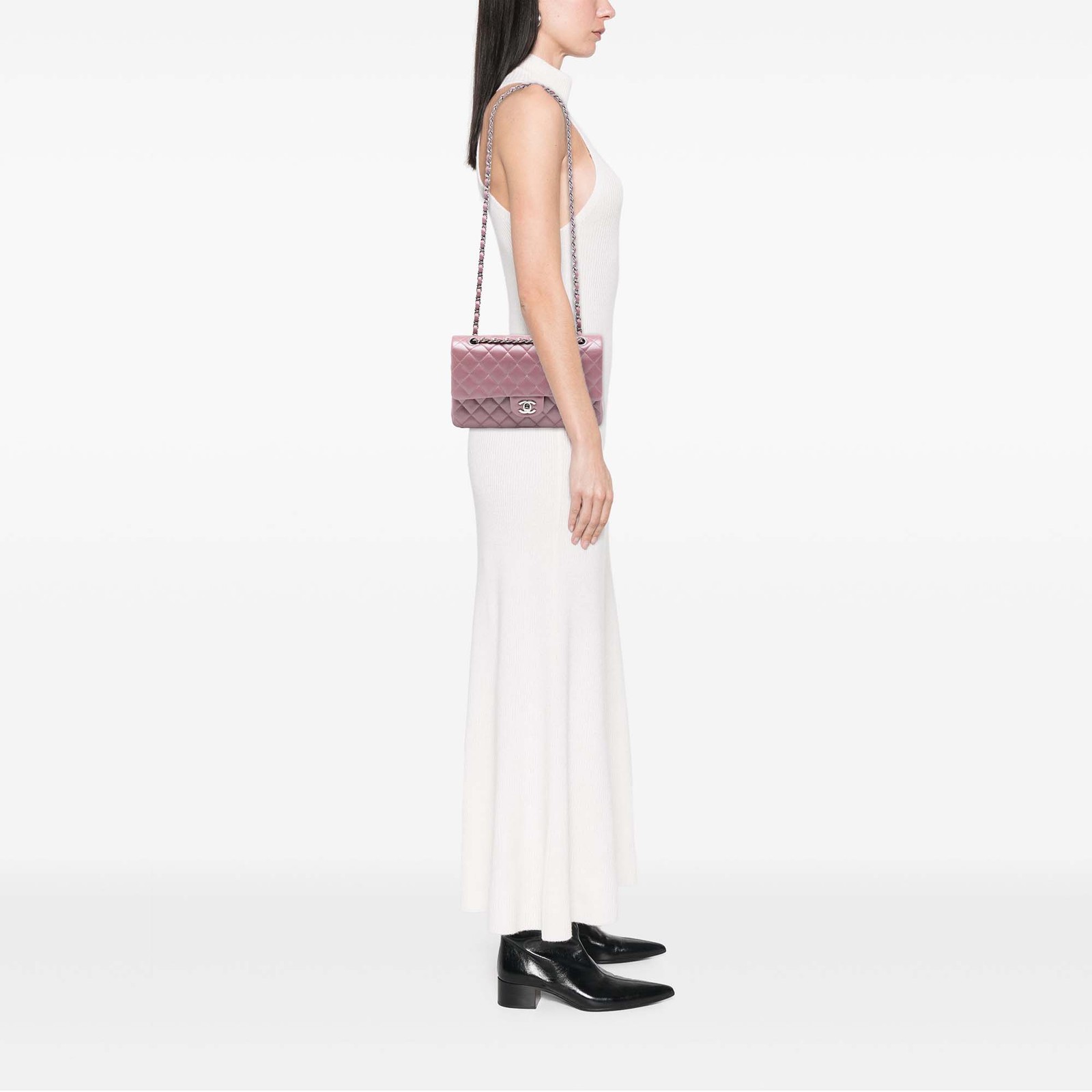 Authenticated Chanel Medium Metallic Classic Lamb… - image 7